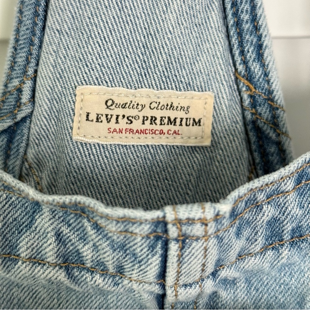 Levi Strauss distressed denim overalls purchased at Anthro - Picture 12 of 15